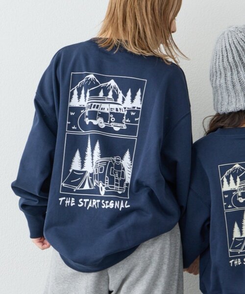 CIAOPANIC TYPY(チャオパニックティピー)の「男女兼用/ojisanワンポイント刺繍裏毛スウェットクルー(スウェット・レディース・ネイビー/ライトグレー/チャコールグレー/グリーン/グレー/ダークグレー/イエロー/ダークブルー・MEDIUM/LARGE)」の6枚目の写真