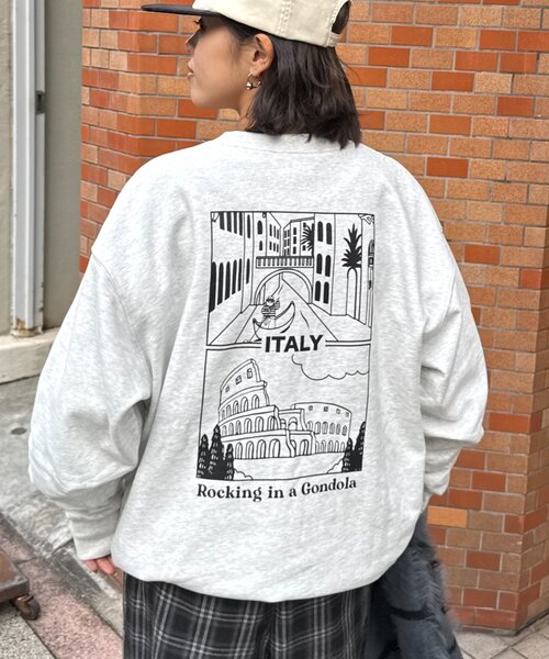 CIAOPANIC TYPY(チャオパニックティピー)の「男女兼用/ojisanワンポイント刺繍裏毛スウェットクルー(スウェット・レディース・ネイビー/ライトグレー/チャコールグレー/グリーン/グレー/ダークグレー/イエロー/ダークブルー・MEDIUM/LARGE)」の3枚目の写真