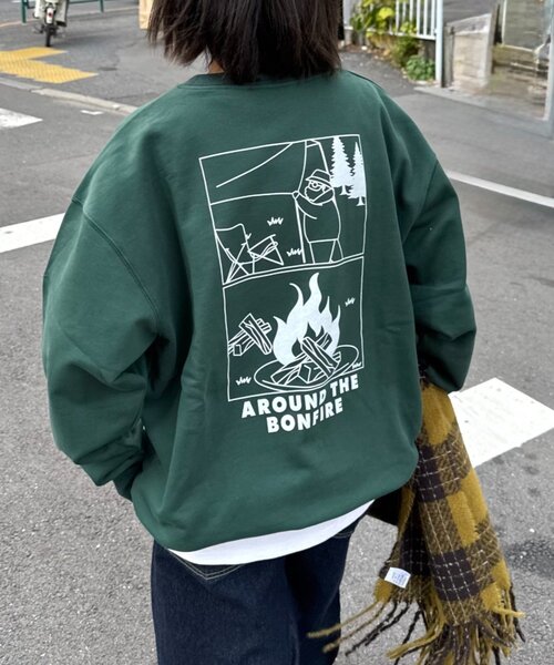 CIAOPANIC TYPY(チャオパニックティピー)の「男女兼用/ojisanワンポイント刺繍裏毛スウェットクルー(スウェット・レディース・ネイビー/ライトグレー/チャコールグレー/グリーン/グレー/ダークグレー/イエロー/ダークブルー・MEDIUM/LARGE)」の5枚目の写真