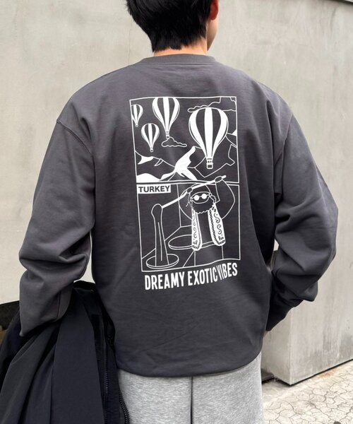 CIAOPANIC TYPY(チャオパニックティピー)の「男女兼用/ojisanワンポイント刺繍裏毛スウェットクルー(スウェット・レディース・ネイビー/ライトグレー/チャコールグレー/グリーン/グレー/ダークグレー/イエロー/ダークブルー・MEDIUM/LARGE)」の4枚目の写真