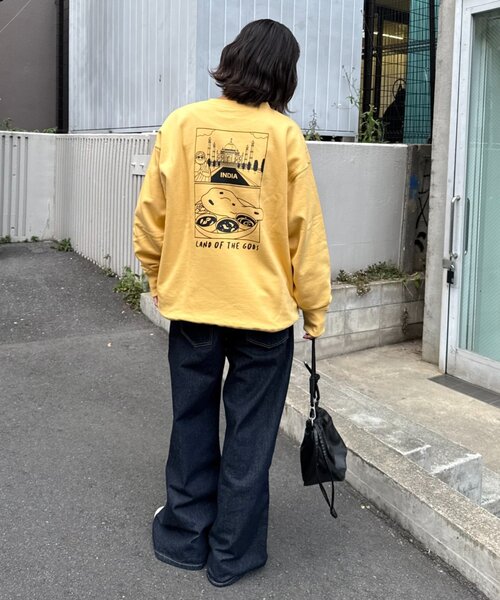 CIAOPANIC TYPY(チャオパニックティピー)の「男女兼用/ojisanワンポイント刺繍裏毛スウェットクルー(スウェット・レディース・ネイビー/ライトグレー/チャコールグレー/グリーン/グレー/ダークグレー/イエロー/ダークブルー・MEDIUM/LARGE)」の14枚目の写真