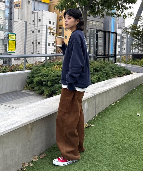 CIAOPANIC TYPY(チャオパニックティピー)の「男女兼用/ojisanワンポイント刺繍裏毛スウェットクルー(スウェット・レディース・ネイビー/ライトグレー/チャコールグレー/グリーン/グレー/ダークグレー/イエロー/ダークブルー・MEDIUM/LARGE)」の17枚目の写真