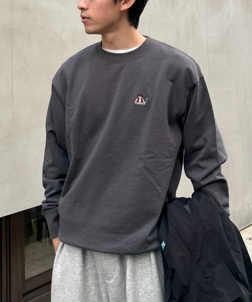 CIAOPANIC TYPY(チャオパニックティピー)の「男女兼用/ojisanワンポイント刺繍裏毛スウェットクルー(スウェット・レディース・ネイビー/ライトグレー/チャコールグレー/グリーン/グレー/ダークグレー/イエロー/ダークブルー・MEDIUM/LARGE)」の19枚目の写真