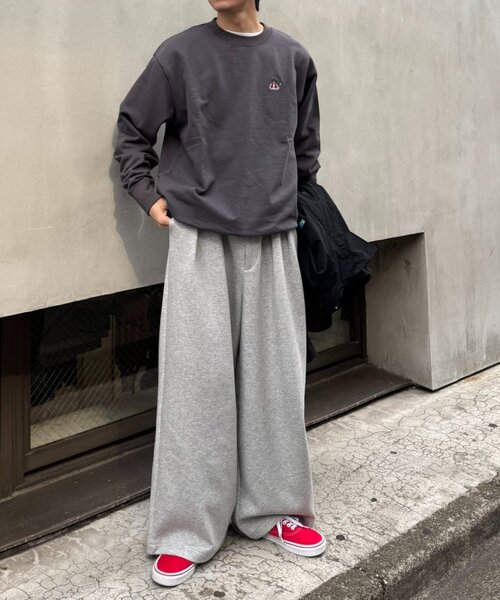 CIAOPANIC TYPY(チャオパニックティピー)の「男女兼用/ojisanワンポイント刺繍裏毛スウェットクルー(スウェット・レディース・ネイビー/ライトグレー/チャコールグレー/グリーン/グレー/ダークグレー/イエロー/ダークブルー・MEDIUM/LARGE)」の21枚目の写真