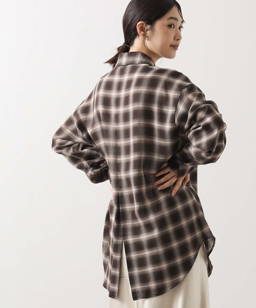 CLOCHE（クロシェ）の「グレンチェックオーバーシャツ（シャツ/ブラウス・レディース・ブラウン系・FREE）」の4枚目の写真