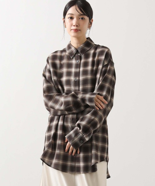 CLOCHE（クロシェ）の「グレンチェックオーバーシャツ（シャツ/ブラウス・レディース・ブラウン系・FREE）」の10枚目の写真