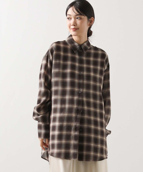 CLOCHE（クロシェ）の「グレンチェックオーバーシャツ（シャツ/ブラウス・レディース・ブラウン系・FREE）」の14枚目の写真