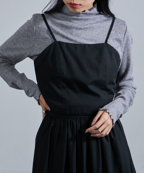 SETUP7(セットアップセブン)の「【SETUP7】ラメ混リブボトルネックメロウ長袖 インナー・ロングスリーブ GLR(Tシャツ/カットソー・レディース・ベージュ/ブルー/グレー/アイボリー/ブラック・L/M/LL)」の4枚目の写真