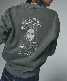 X-girl | MIX LOGO & FACE FADED CREWNECK SWEAT TOP(スウェット)