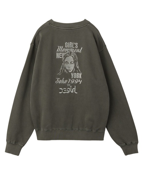 X-girl（エックスガール）の「MIX LOGO & FACE FADED CREWNECK