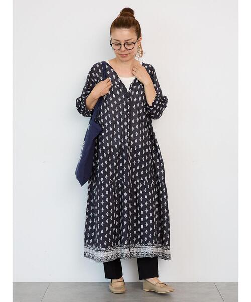 Lugnoncure（ルノンキュール）の「【INDIA made】無地/柄アソート前開きワンピース（ワンピース・レディース・ブラック/チャコールグレー/ネイビー・F）」の10枚目の写真