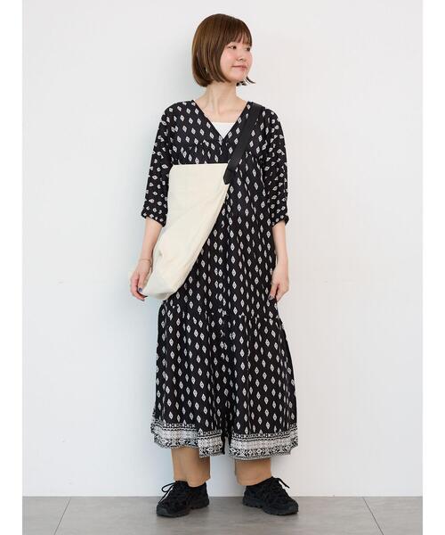 Lugnoncure（ルノンキュール）の「【INDIA made】無地/柄アソート前開きワンピース（ワンピース・レディース・ブラック/チャコールグレー/ネイビー・F）」の8枚目の写真