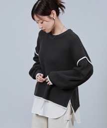 nAvy 時短レイヤード風クルーネックニット