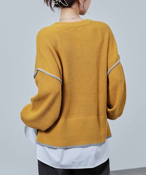 NAVY(ネイビー)の「nAvy 時短レイヤード風クルーネックニット(ニット/セーター・レディース・ブルーグリーン/チャコールグレー/杢グレー/マスタード・FREE)」の18枚目の写真