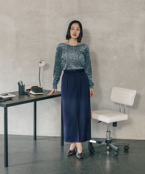 LEPSIM(レプシィム)の「《オフィスライン》シアーベロア2WAY長袖プルオーバー 587915(Tシャツ/カットソー・レディース・ブルー/ブラック/アイボリー・FREE)」の17枚目の写真