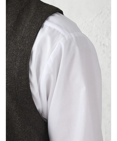 Perfect Suit FActory（パーフェクトスーツファクトリー）の「TRANS CONTINENTS　クラシカル布帛ニットジレ　ブラウン/グレー/グレー/ネイビー（ベスト・メンズ・チャコールグレー/ネイビー/ダークブラウン/ライトグレー・L/LL/M）」の18枚目の写真