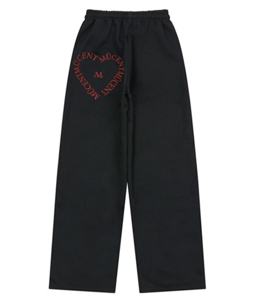 MUCENT（ムセント）の「SIGNATURE HEART LETTERING BACK LOGO SWEAT PANTS（スウェットパンツ・レディース・ブラック/グレー・2L/2S/1L）」の4枚目の写真