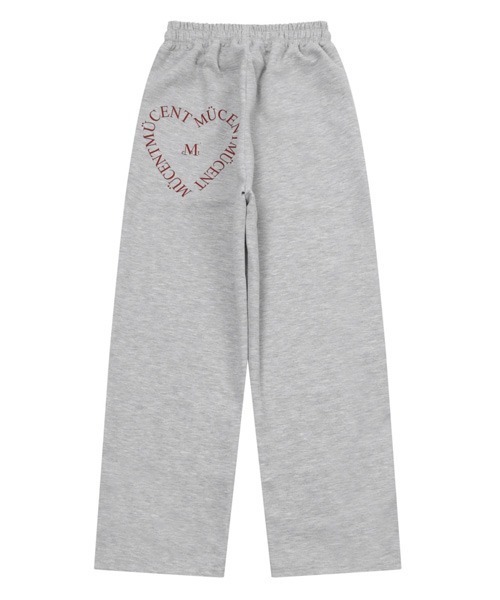 MUCENT（ムセント）の「SIGNATURE HEART LETTERING BACK LOGO SWEAT PANTS（スウェットパンツ・レディース・ブラック/グレー・2L/2S/1L）」の8枚目の写真