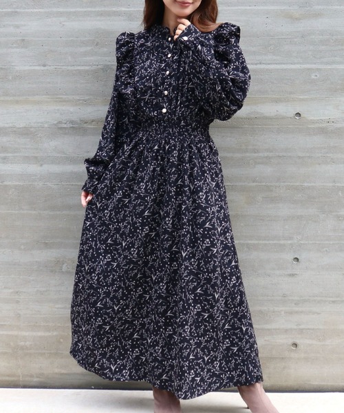 CECIL McBEE(セシルマクビー)の「花柄ピンタックフリルワンピース(ワンピース・レディース・ブラック/アイボリー/ブラウン・MEDIUM)」の12枚目の写真