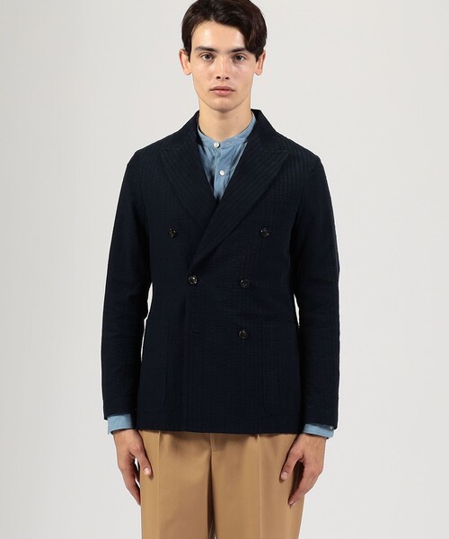 トゥモローランド　ブルーワーク　ダブルテーラードジャケット　コーデュロイ　紺ブレ セール】コットンコーデュロイ ダブルブレステッド6Bジャケット ALBINI