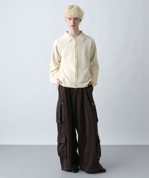 HARE(ハレ)の「パールボタンコンパクトニットシャツ(HARE)(ニット/セーター・メンズ・ブラウン/ホワイト/ブラック・SMALL/MEDIUM)」の4枚目の写真