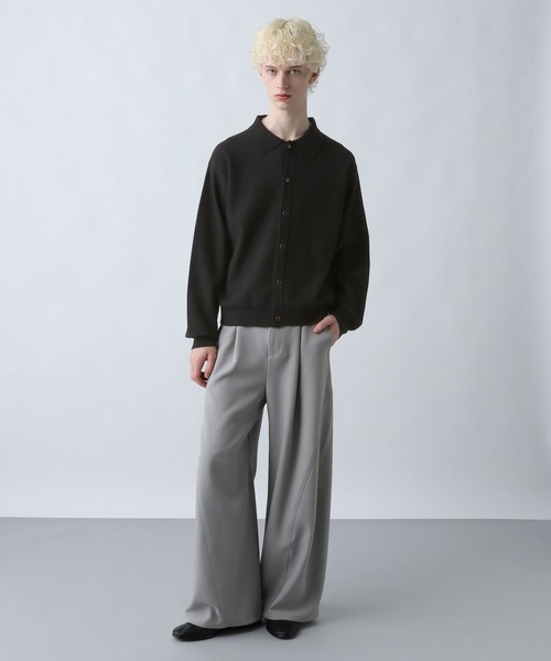 HARE(ハレ)の「パールボタンコンパクトニットシャツ(HARE)(ニット/セーター・メンズ・ブラウン/ホワイト/ブラック・SMALL/MEDIUM)」の5枚目の写真