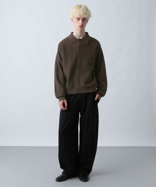 HARE(ハレ)の「パールボタンコンパクトニットシャツ(HARE)(ニット/セーター・メンズ・ブラウン/ホワイト/ブラック・SMALL/MEDIUM)」の6枚目の写真