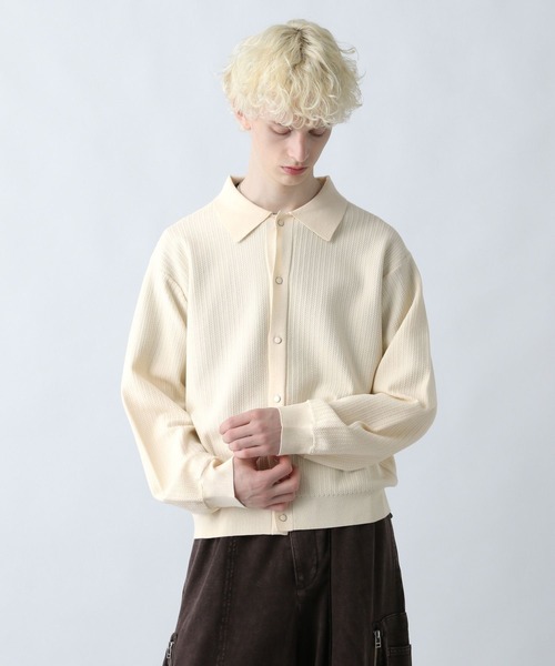 HARE(ハレ)の「パールボタンコンパクトニットシャツ(HARE)(ニット/セーター・メンズ・ブラウン/ホワイト/ブラック・SMALL/MEDIUM)」の9枚目の写真