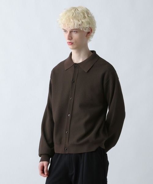 HARE(ハレ)の「パールボタンコンパクトニットシャツ(HARE)(ニット/セーター・メンズ・ブラウン/ホワイト/ブラック・SMALL/MEDIUM)」の14枚目の写真