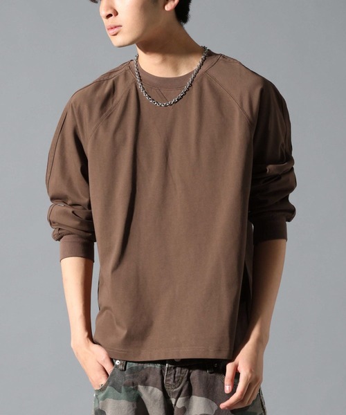 LAND MUSEUM(ランドミュージアム)の「LAND MUSEUM/サイドラインロンT(Tシャツ/カットソー・メンズ・ブラウン/グレー/ブラック・MEDIUM/LARGE)」の1枚目の写真