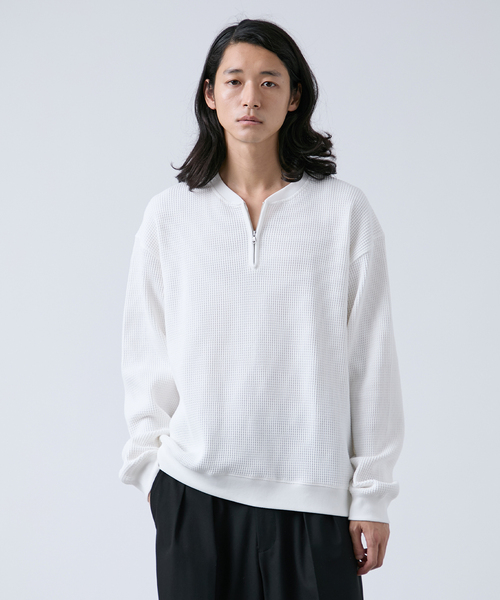 セール】【ANTS & ELEPHANTS】ジップ ワッフルヘンリーネック