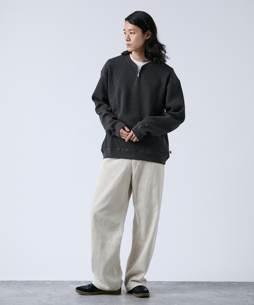 B.C STOCK（ベーセーストック）の「【ANTS & ELEPHANTS】ジップ ワッフルヘンリーネックスウェット（スウェット・メンズ・ホワイト/ライトグレー/グレー・MEDIUM/LARGE）」の4枚目の写真