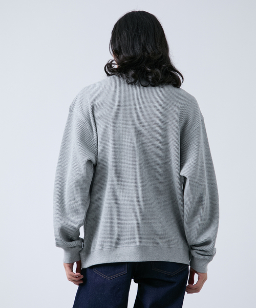 B.C STOCK（ベーセーストック）の「【ANTS & ELEPHANTS】ジップ ワッフルヘンリーネックスウェット（スウェット・メンズ・ホワイト/ライトグレー/グレー・MEDIUM/LARGE）」の11枚目の写真