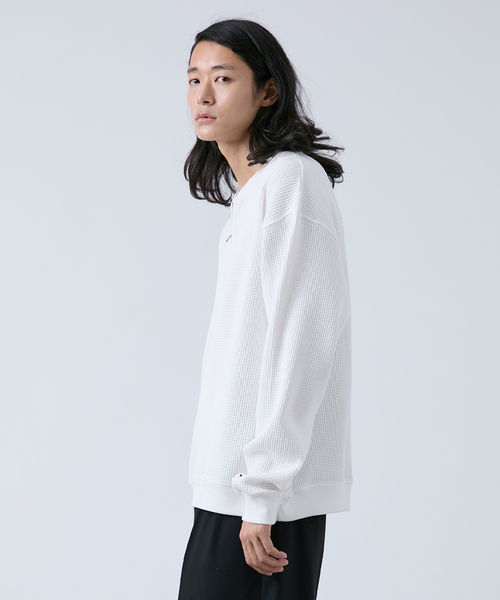 B.C STOCK（ベーセーストック）の「【ANTS & ELEPHANTS】ジップ ワッフルヘンリーネックスウェット（スウェット・メンズ・ホワイト/ライトグレー/グレー・MEDIUM/LARGE）」の14枚目の写真