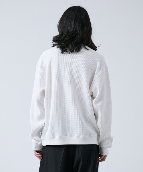 B.C STOCK（ベーセーストック）の「【ANTS & ELEPHANTS】ジップ ワッフルヘンリーネックスウェット（スウェット・メンズ・ホワイト/ライトグレー/グレー・MEDIUM/LARGE）」の18枚目の写真