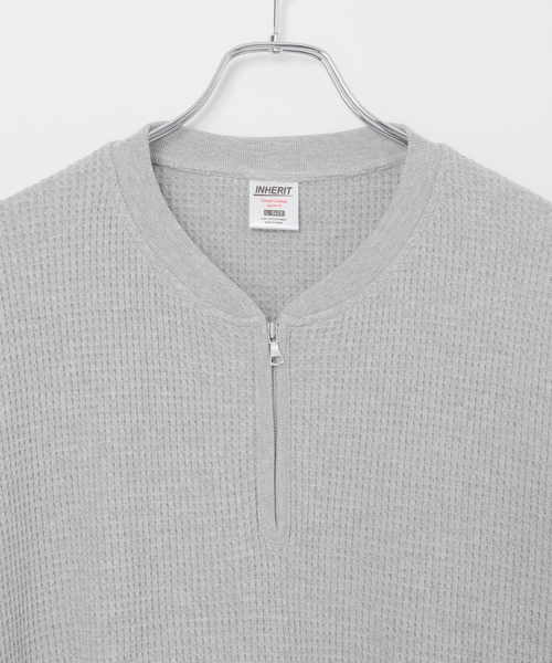 B.C STOCK（ベーセーストック）の「【ANTS & ELEPHANTS】ジップ ワッフルヘンリーネックスウェット（スウェット・メンズ・ホワイト/ライトグレー/グレー・MEDIUM/LARGE）」の20枚目の写真