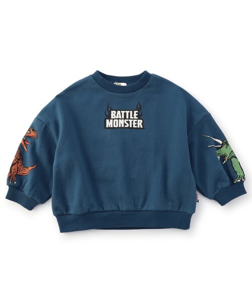 F.O.KIDS(エフオーキッズ)の「【ジュニア対応】VS DINOスリーブプリントトレーナー(スウェット・キッズ・オレンジ/オフホワイト/ブルー・140/130/120/110/100/90/80)」の3枚目の写真