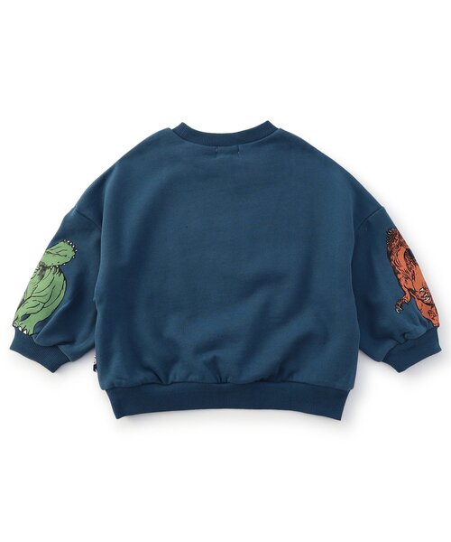 F.O.KIDS(エフオーキッズ)の「【ジュニア対応】VS DINOスリーブプリントトレーナー(スウェット・キッズ・オレンジ/オフホワイト/ブルー・140/130/120/110/100/90/80)」の4枚目の写真