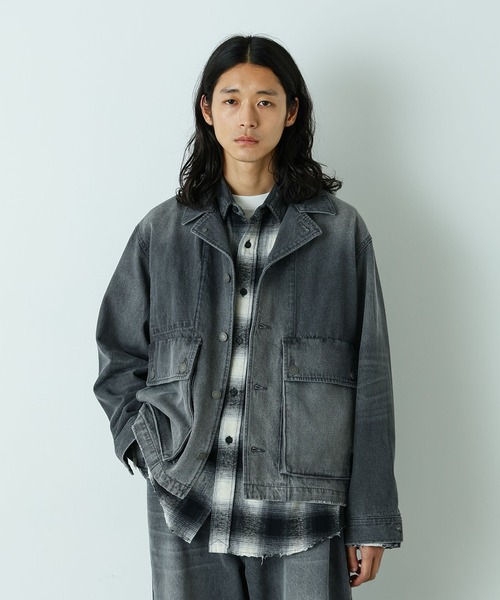 NANO universe（ナノユニバース）の「｢HOTEL PALACE｣ フェードデニムカバーオールジャケット（デニムジャケット・メンズ・グレー/ブルー・L/M）」の6枚目の写真