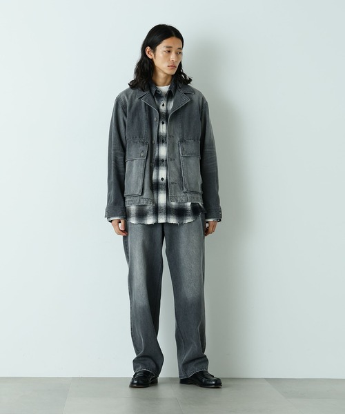 NANO universe（ナノユニバース）の「｢HOTEL PALACE｣ フェードデニムカバーオールジャケット（デニムジャケット・メンズ・グレー/ブルー・L/M）」の8枚目の写真