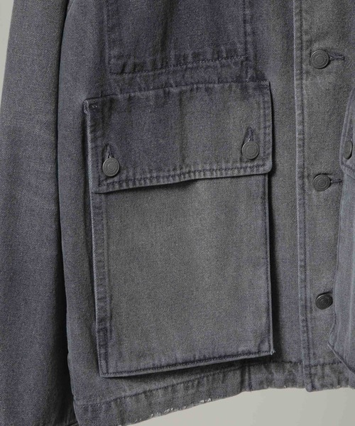 NANO universe（ナノユニバース）の「｢HOTEL PALACE｣ フェードデニムカバーオールジャケット（デニムジャケット・メンズ・グレー/ブルー・L/M）」の11枚目の写真
