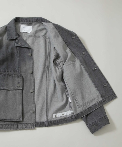 NANO universe（ナノユニバース）の「｢HOTEL PALACE｣ フェードデニムカバーオールジャケット（デニムジャケット・メンズ・グレー/ブルー・L/M）」の9枚目の写真
