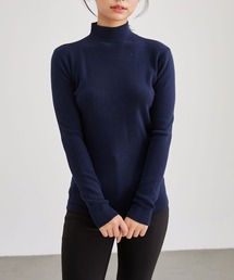 ウールタッチ ベーシック ハイネック ニット プルオーバー