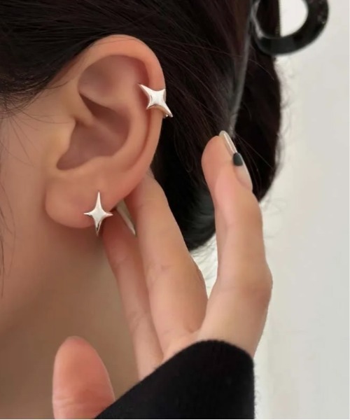 Bz】レディース Y2K クロスピアス 韓国(BDS)（ピアス（両耳用