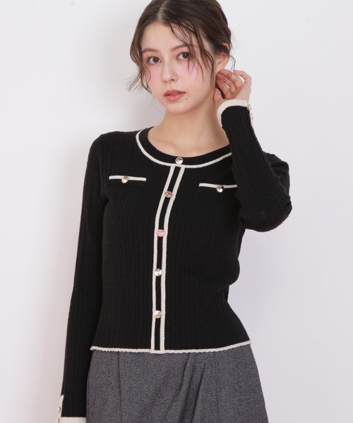 JILL by JILL STUART(ジルバイジルスチュアート)の「◇バイカラーケーブルニット(ニット/セーター・レディース・ブラック/ネイビー/ピンク/ホワイト・FREE)」の3枚目の写真