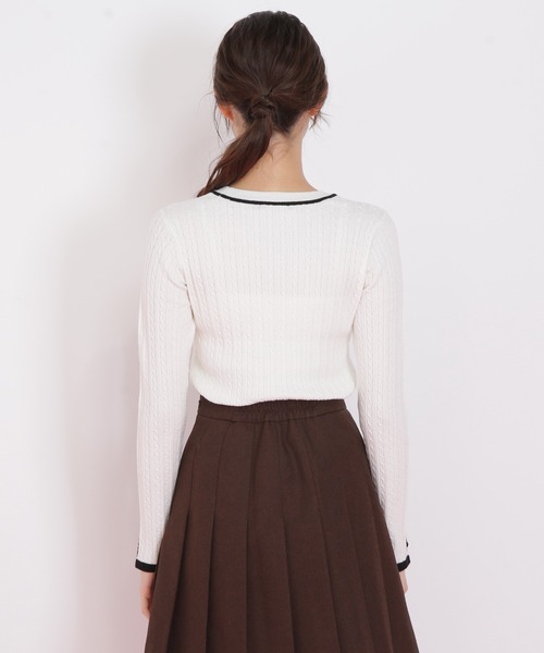 JILL by JILL STUART(ジルバイジルスチュアート)の「◇バイカラーケーブルニット(ニット/セーター・レディース・ブラック/ネイビー/ピンク/ホワイト・FREE)」の12枚目の写真