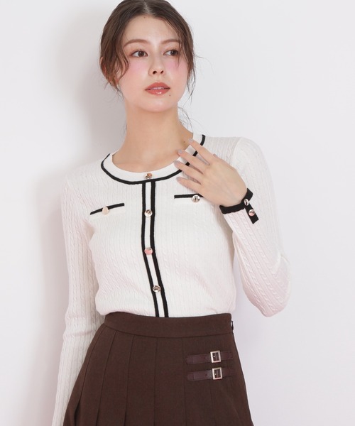 JILL by JILL STUART(ジルバイジルスチュアート)の「◇バイカラーケーブルニット(ニット/セーター・レディース・ブラック/ネイビー/ピンク/ホワイト・FREE)」の6枚目の写真