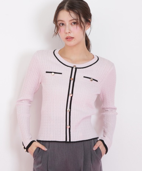 JILL by JILL STUART(ジルバイジルスチュアート)の「◇バイカラーケーブルニット(ニット/セーター・レディース・ブラック/ネイビー/ピンク/ホワイト・FREE)」の22枚目の写真