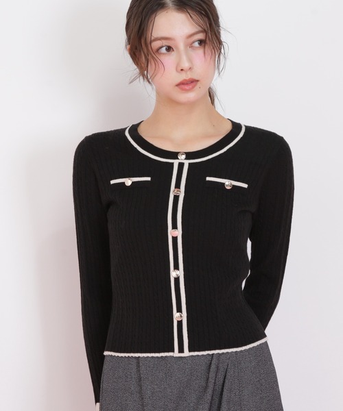 JILL by JILL STUART(ジルバイジルスチュアート)の「◇バイカラーケーブルニット(ニット/セーター・レディース・ブラック/ネイビー/ピンク/ホワイト・FREE)」の16枚目の写真