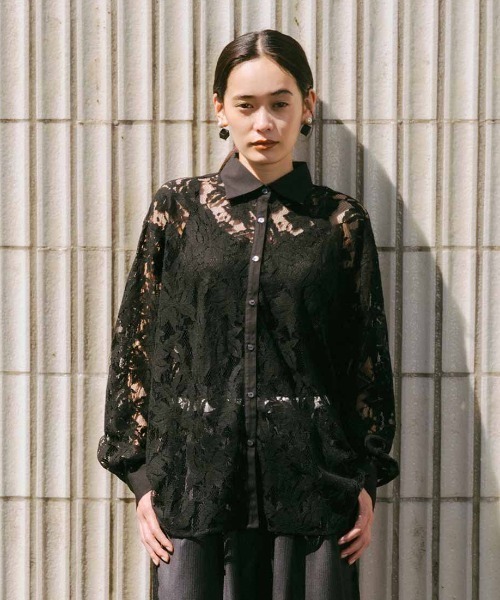 MEDE19F（メデジュウキュウ）の「ＭＥＤＥ１９Ｆ　レースドレスシャツ（シャツ/ブラウス・レディース・ブラック/ホワイト・LL/L/M）」の2枚目の写真